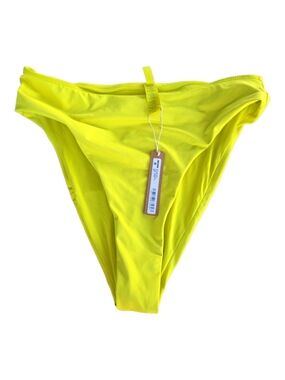 NWT SKIMS Recycled Swim Mid Waist Bikini Bottom Neon Yellow Citrus Large